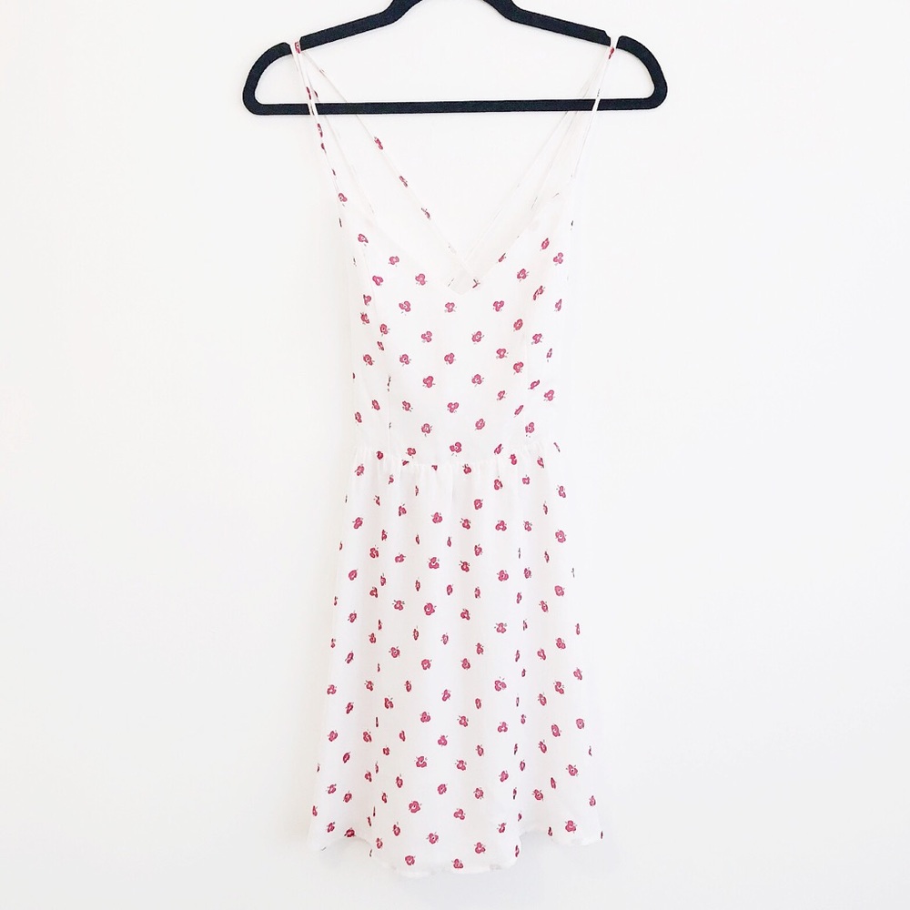urban outfitters red and white ditsy floral dress